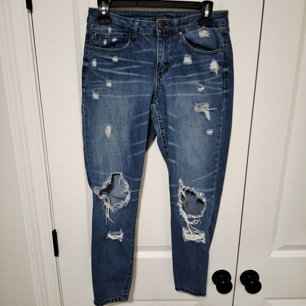 Rue 21 Women's Skinny Distressed Cutout Mid-Rise Medium Wash Size 6